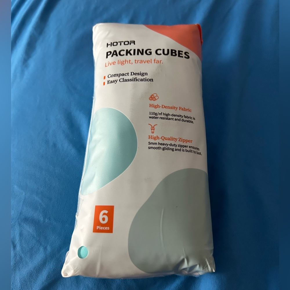 HOTOR 6 Pack Packing Cubes for Suitcases in Teal.. NIB.. never been used…